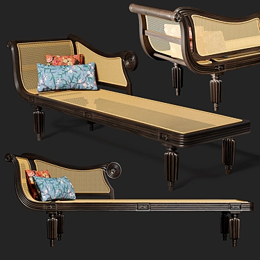 Colonial Rosewood Chaise Longue 3D model image 1 