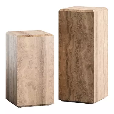 Modern Travertine Pedestal Tables, CB2 3D model image 1 