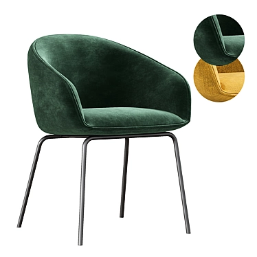 Elegant Emerald Velvet Dining Chair 3D model image 1 