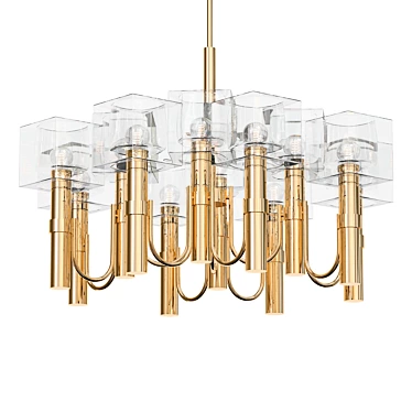 1970s Sciolari Glass Brass Chandelier 3D model image 1 