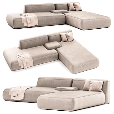 Velvet Sofa Set with Pillows 3D model image 1 