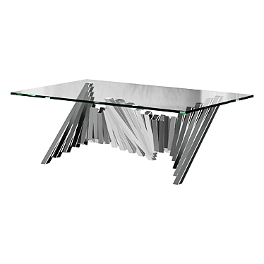 Sleek Silver Metal Coffee Table 3D model image 1 