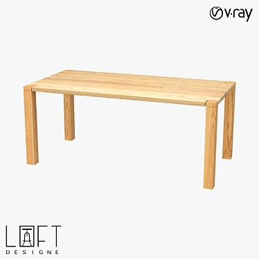 Industrial Wooden Metal Table 178x88x75 cm 3D model image 1 