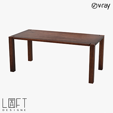 Industrial Wood Metal Table 178x88cm 3D model image 1 