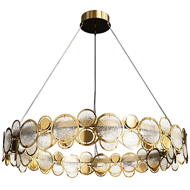 Elegant Golden Circles Chandelier 3D model image 1 