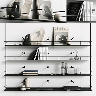 Minimalist Metal Decor Bookshelf 3D model image 1 