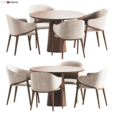 Modern Dining Set with Elegant Upholstered Chair 3D model image 1 