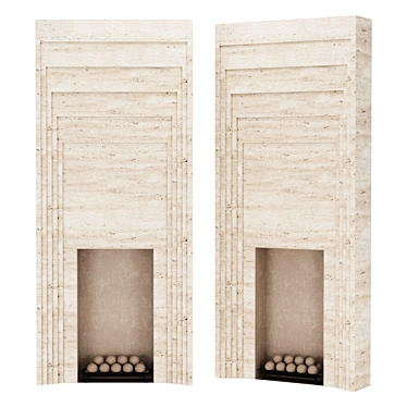 Travertine High Fireplace - Fireproof Balls 3D model image 1 