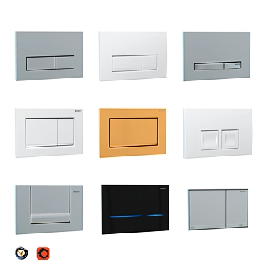 Description: Flush buttons GEBERIT for installation 9 pcs. (part 2)

Title: GEBERIT Flush Buttons Set - 3D model image 1 