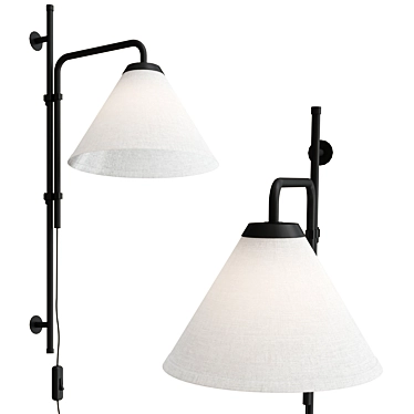 Modern Iron Wall Lamp Polyester 3D model image 1 