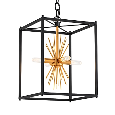 Golden Starburst Chandelier Pendant Light 3D model image 1 