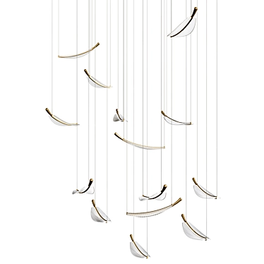 Elegant LED Leaf Chandelier 3D model image 1 