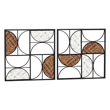 Contemporary Metal Wall Decor Set 3D model image 1 