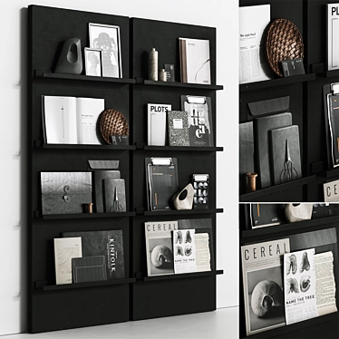 Modern Black Floor Shelving Display 3D model image 1 