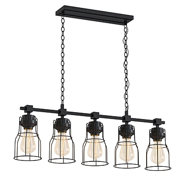 Matte Black Industrial Pendant Light 3D model image 1 