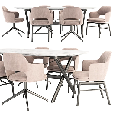 Flexform Boma Table Eliseo Chairs 3D model image 1 