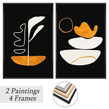 Modern Art Set with Frames 3D model image 1 