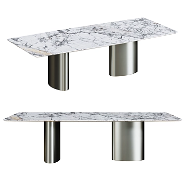 Contemporary Stone and Metal Table 3D model image 1 