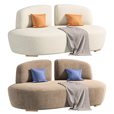 Contemporary 2-Seater Fabric Sofa 3D model image 1 