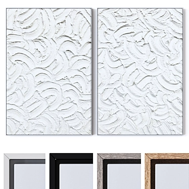 Wall Paintings Set with Frames 3D model image 1 