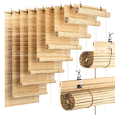 Bamboo roll-up blinds, 16-135cm 3D model image 1 