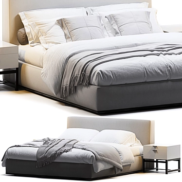 Modern Minimalist Powell Bed Set 3D model image 1 