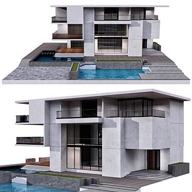 Modern Architectural House Design Kit 3D model image 1 