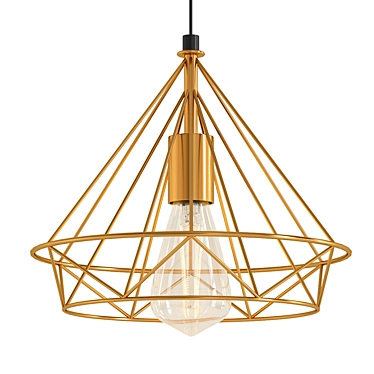 Golden Diamond Filament Pendant Light 3D model image 1 