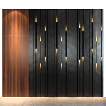 Customizable Wooden Wall Panel 3D model image 1 