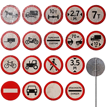 Traffic Prohibition Road Signs 3D model image 1 