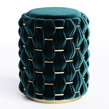 Elegant Brass & Velvet Footstool 3D model image 1 