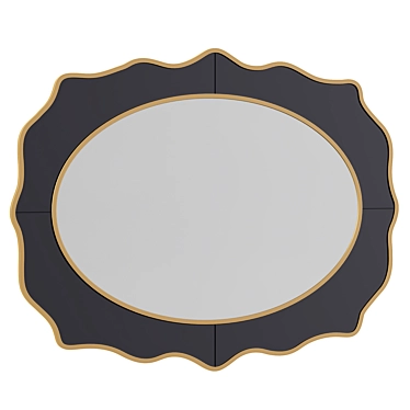 Elegant Oval Beveled Black Mirror 3D model image 1 