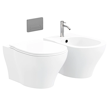 Modern Wall-Hung Toilet XL 3D model image 1 