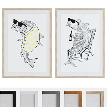 Modern Fish Portrait Picture Frame Set 3D model image 1 