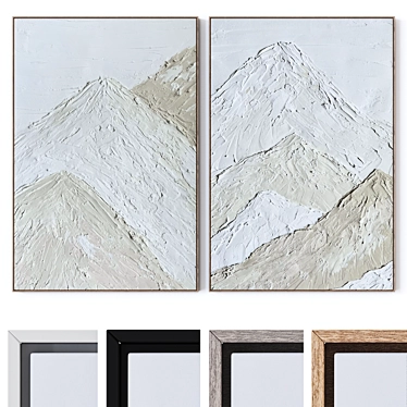 Wooden Frame Wall Painting Set 3D model image 1 