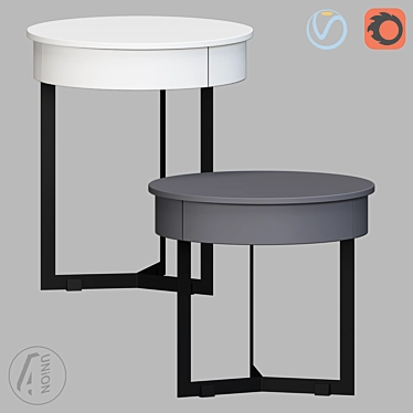 Modern Round Frame Nightstand 3D model image 1 