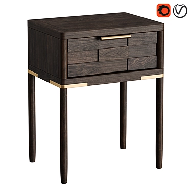 Oak Wood Bedside Table Patterson 3D model image 1 