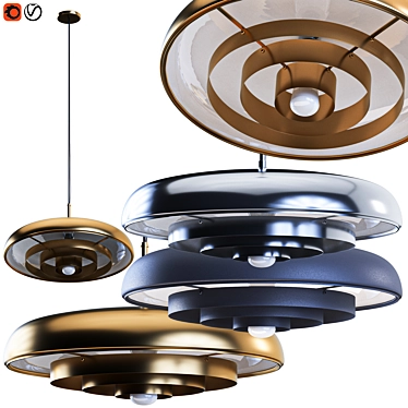 Modern Resonant Pendant Lamp 3D model image 1 