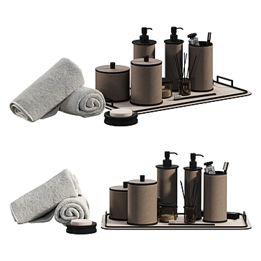 Luxury Leather Bathroom Accessories Set 3D model image 1 