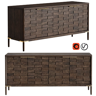 Oak Textures Wood Dresser - Dantone Home 3D model image 1 