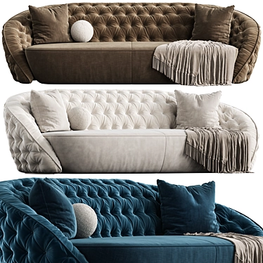 Round blue velvet sofa