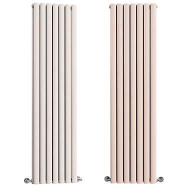 Modern White Double Vertical Radiator 3D model image 1 