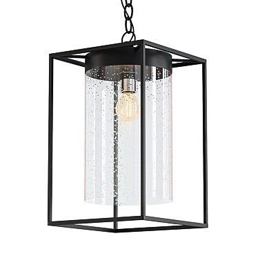 Sleek Black Pendant Light 3D model image 1 