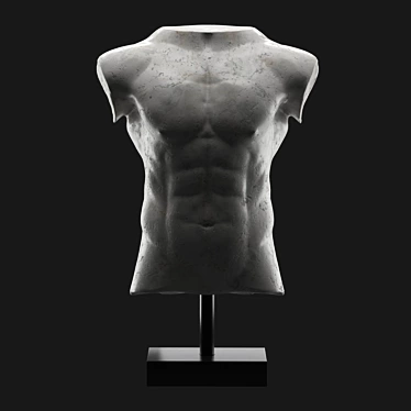 Marble Male Torso Sculpture 3D model image 1 