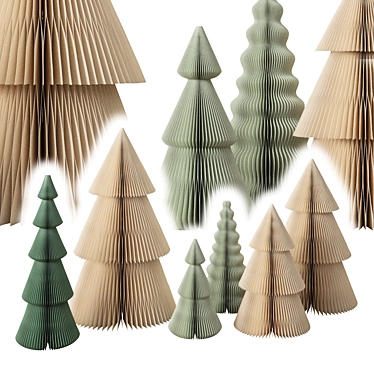 Paper Christmas Tree Set 3D model image 1 