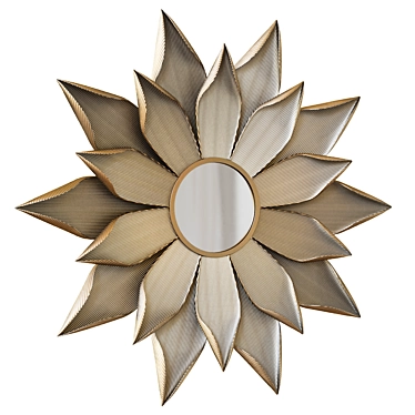 Floral Sunburst Beveled Wall Mirror 3D model image 1 