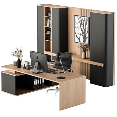 Executive Oak Boss Desk 410 3D model image 1 