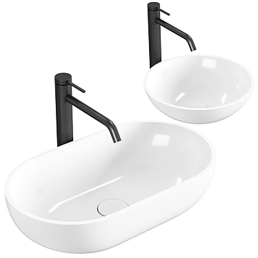 Elegant White Countertop Washbasins 3D model image 1 