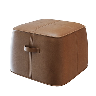 Saddlebag Stone Leather Ottoman 3D model image 1 