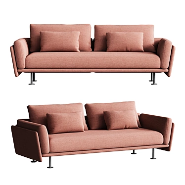 Stylish 3-Seater Fabric Sofa 3D model image 1 